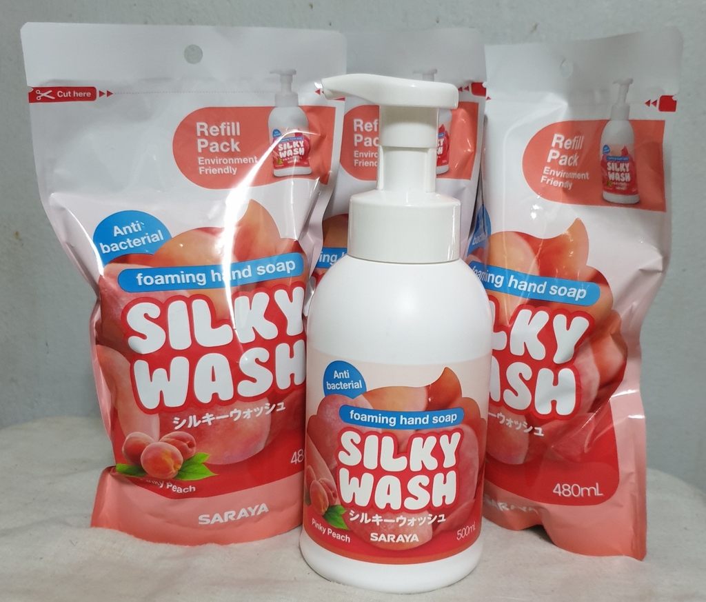 Silky Wash Pinky Peach Set สบู่ล้างมือรูปแบบโฟมกลิ่นพิ้งกี้พีช รีวิว