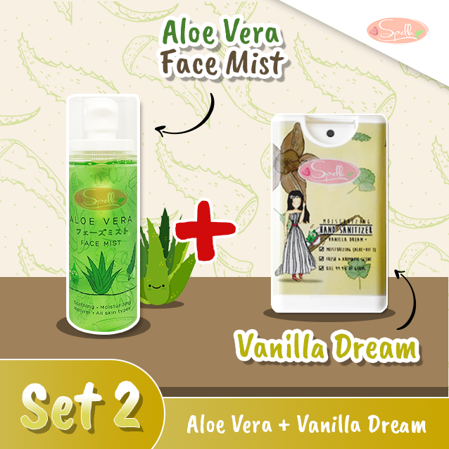 SPELLA Aloe Vera Face Mist สเปรย์น้ำแร่ ว่านหางจระเข้ | Spella Moisturizing Hand Sanitizer กลิ่น Vanilla Dream